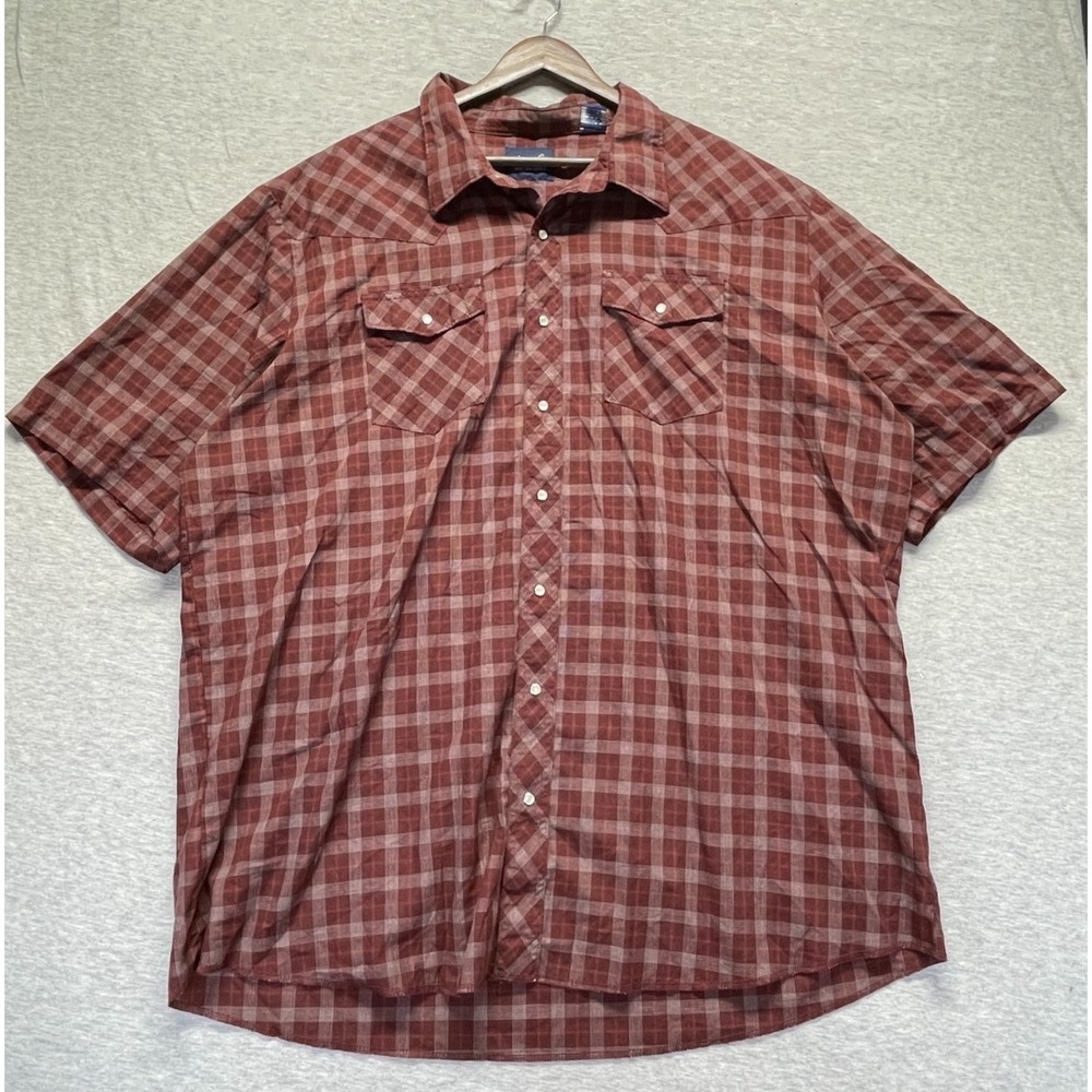 Wrangler Classic Fit Western Shirt Men 3XL Red Plaid Cotton Pearl Snap Up Cowboy